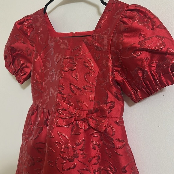 NWT Lilly Pulitzer Girls Alannah Amaryllis Red Brocade Dress - Picture 3 of 6